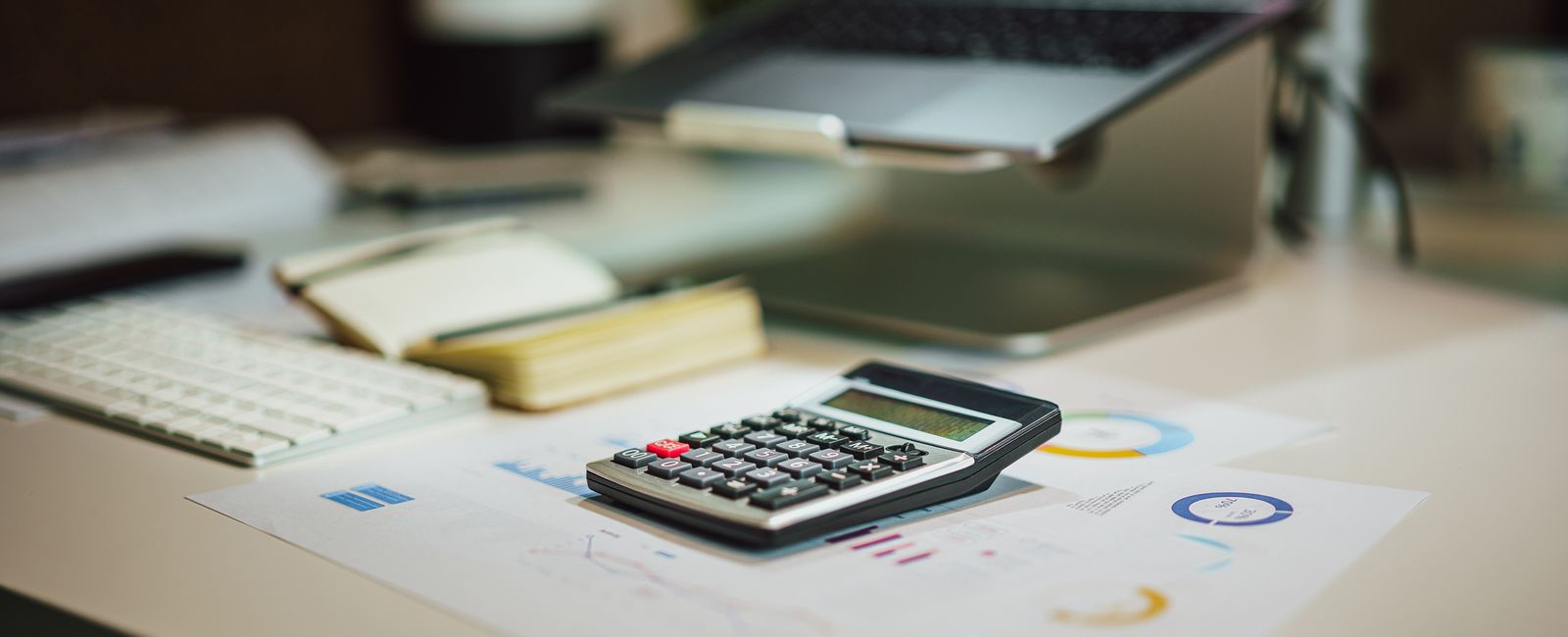 Calculator and business documents for quantitative study